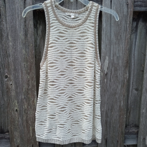 Maje | Sleeveless Crochet Gold Detail Knit Top - Picture 2 of 4